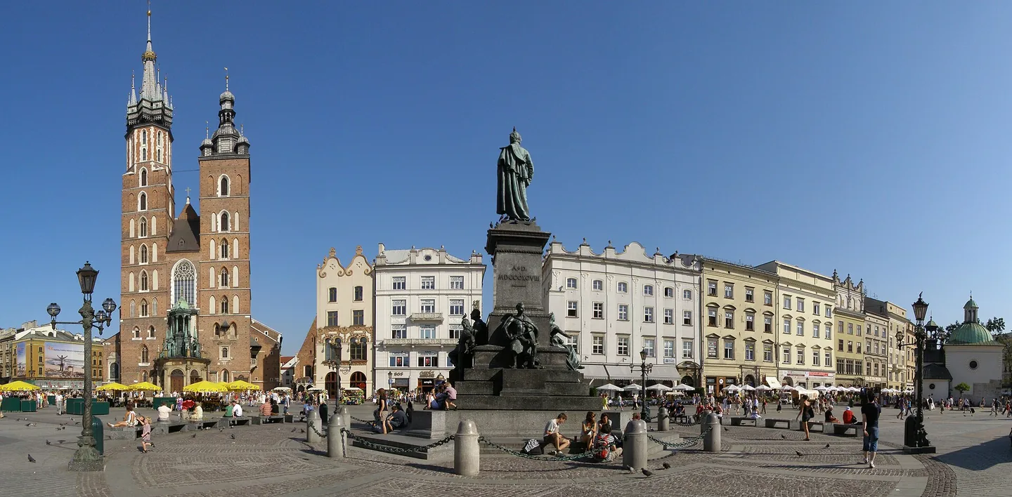 A panorama of Kraków’s Main Market Square.