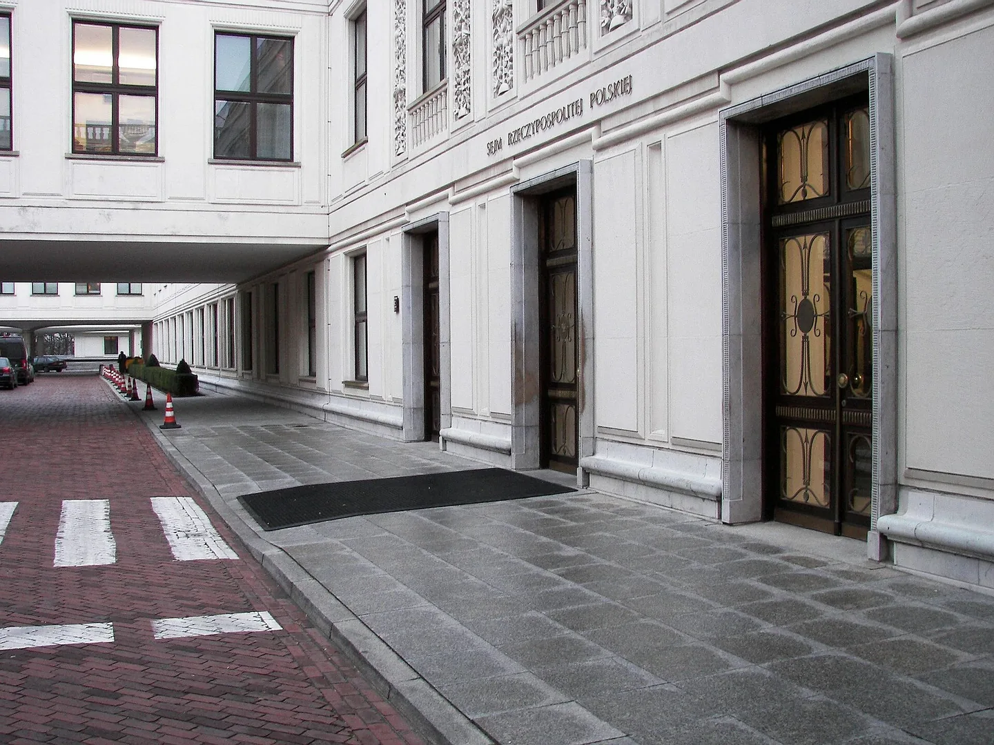The entrance to the Polish Sejm in Warsaw.